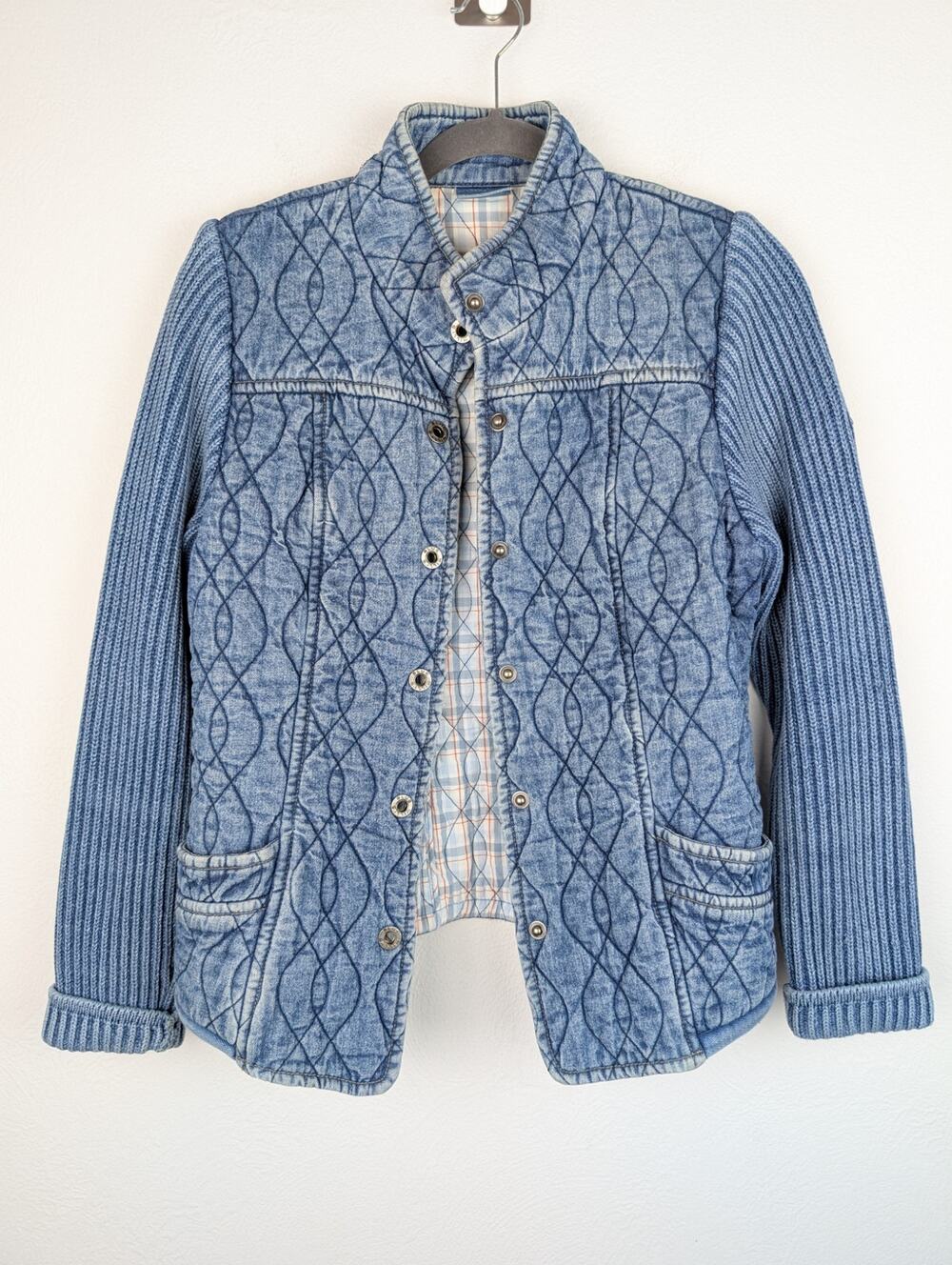 Blue Willi's Jacket Quilted Knit Denmark Chore Vintage Fall Gorpcore Blue Size S